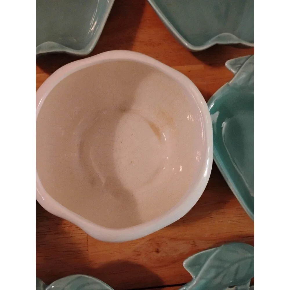 Hoenig of California Vintage Turquoise Apple-shaped Bowls Serving and Dip Set